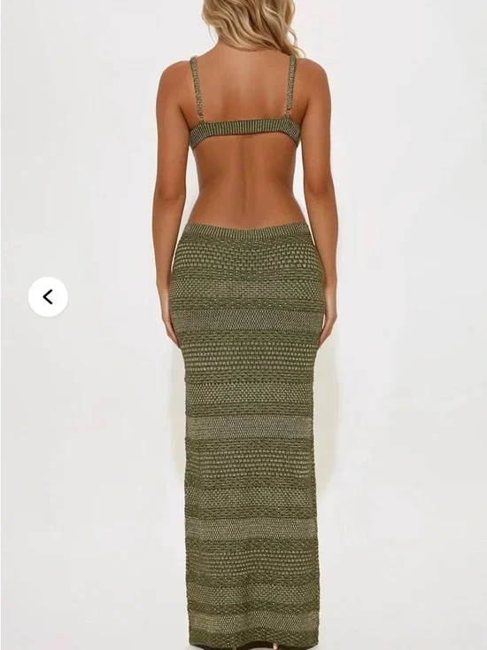 NWT Fashion Nova Ibiza Metallic Crochet Maxi Dress - medium - Picture 2 of 7